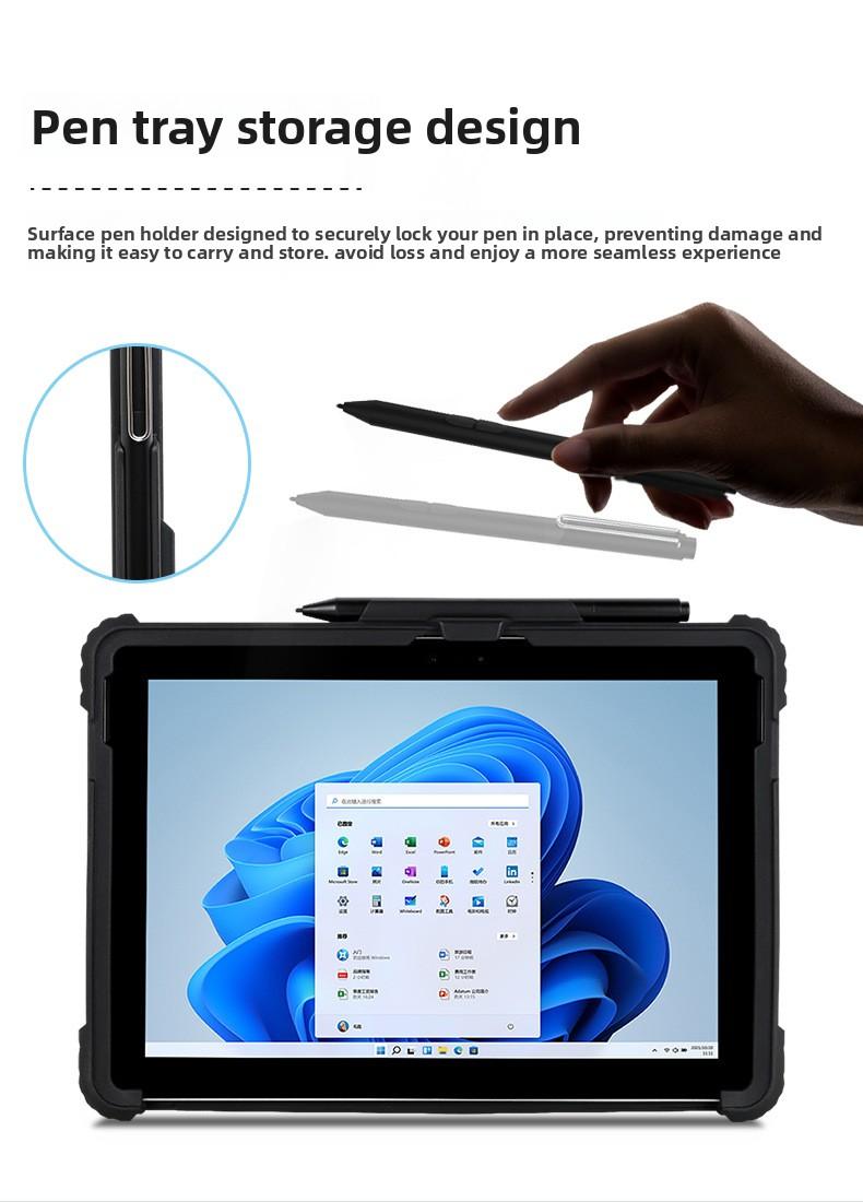 Rugged Case for Microsoft Surface Pro 9 8 7 6 5 4, Shockproof Protective Cover with Pen Holder Hand Strap Kickstand, Heavy Duty Drop Protection Case Compatible with Surface Go 2 3, Full Body Protector for Business/Outdoor Use