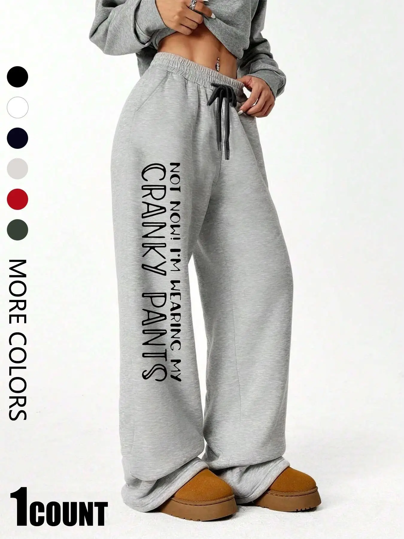 Women's Casual Jogger Pants, Fun Slogan Print, All Seasons Wear, Comfortable Daily, Versatile Long Pants for Spring & Fall, Athleisure Style Bottoms