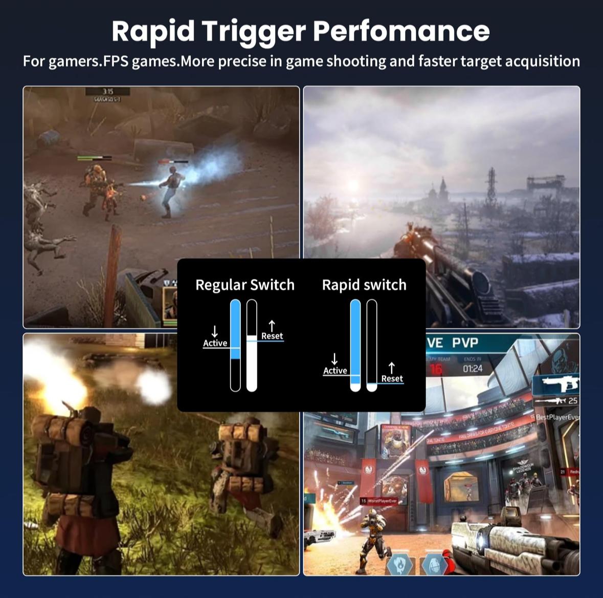 T68pro Magnetic Keyswitch Keyboard, 60% Compact Design, Quick Trigger 0.01mm, 8k Return Ratio, 128k Rate, RGB Backlit, Wired Gaming Customizable