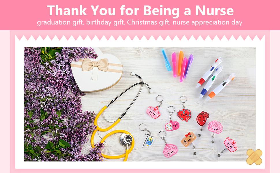 54 Pcs Nurse Badge Pens Mini Highlighter Pens Bulk Nursing Week Appreciation Gifts Retractable for CNA Women Students Graduation Coworkers (Classic)