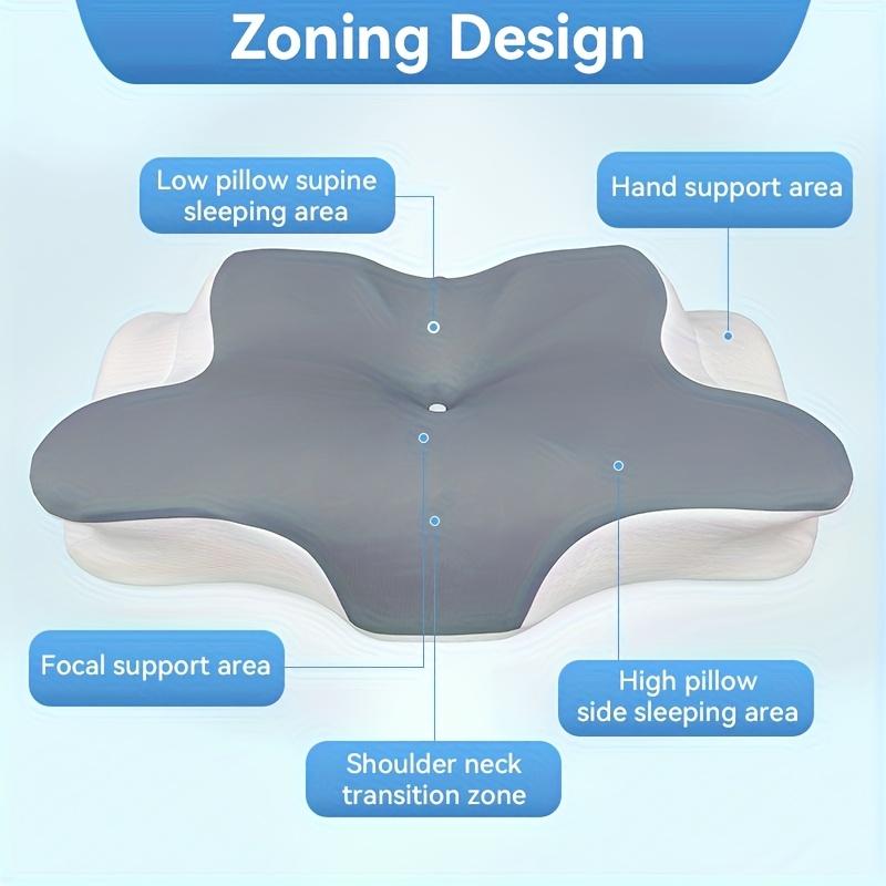 WKEFF Ergonomic butterfly-shaped memory foam pillow with slow rebound support. Perfect for back, side and supine sleepers. Hotel-quality bedding pillow with comfortable and soft fabric cover, machine washable pillowcase