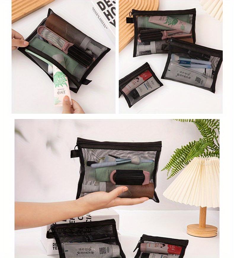Large Medium Small Travel Makeup Bag Organizer, Transparent Mesh Large Capacity Lipstick Holder, Portable Simple Wash Kit Storage Bag