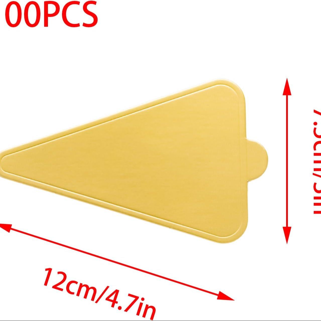 100 Pcs Mini Golden Cake Base, Triangle Party Cake Stand, Disposable Cake Board