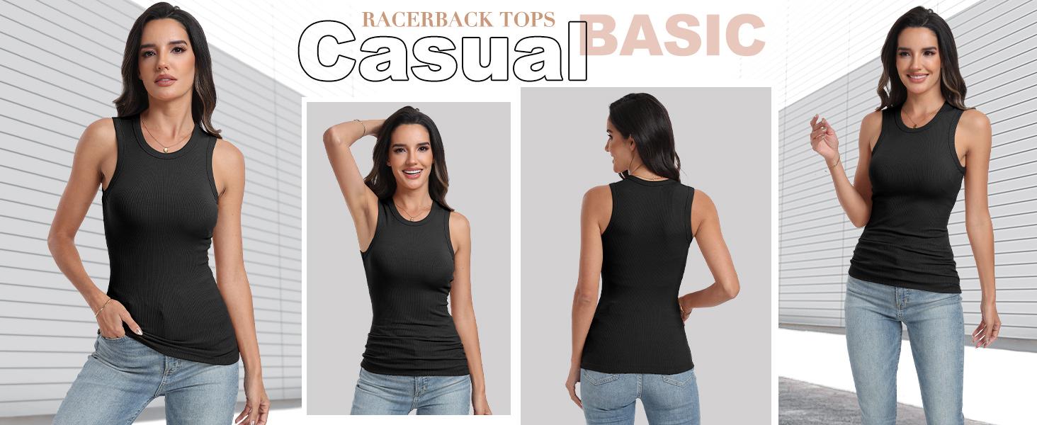 ANRABESS Womens Sleeveless High Neck Tank Tops Summer Casual Basic Slim Fit Ribbed Tee Shirts Racerback Blouses Tube Top Knit Crop Tops ANRABESS Womens Sleeveless High Neck Tank Tops Summer Casual Basic Slim Fit Ribbed Tee Shirts Racerback Blouses Tube Top Knit Crop Tops
