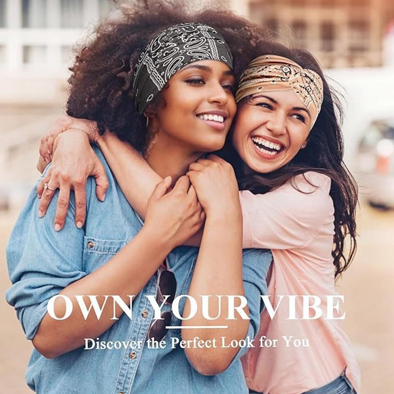 New Women's Sports Yoga Casual Wide Waistnut Print Headband Sweat-Absorbing Elastic Hair Band Workout Headband