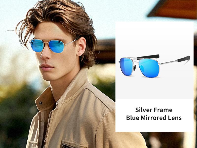 SUNGAIT Men's Military Polarized Aviator Sunglasses UV400 Protection Unisex HD Lens Bayonet Temples for Outdoor Activities