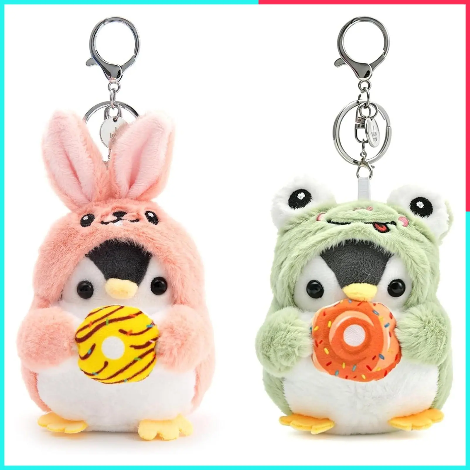 Cute Penguin Plush Keychain & Whale Shark Coin Purse, Kawaii Bag Charms, Backpack Handbag Accessories for Women
