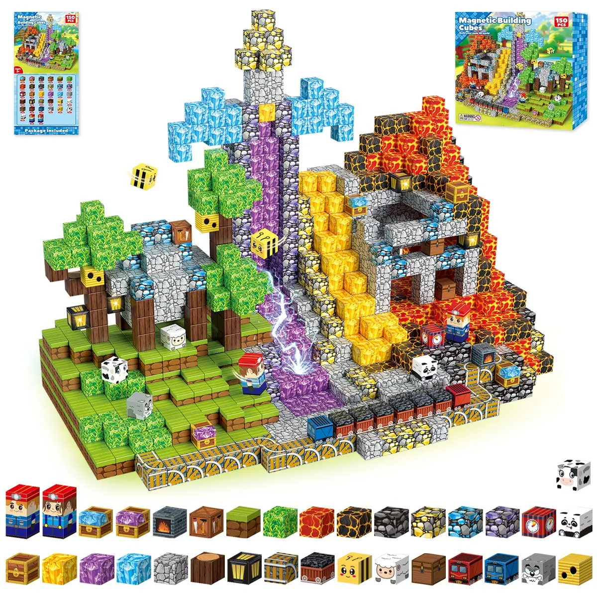 Magnetic Building Blocks Set, Crystal Mine Construction Kit, Unisex Educational Toy, No Battery Needed, Bricks and Parts Included