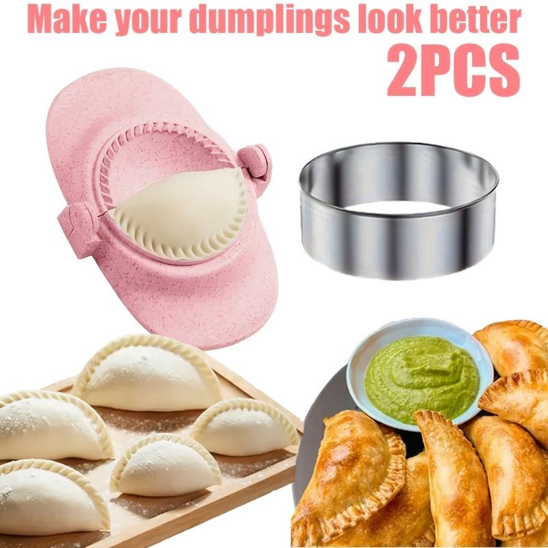 2pcs Dumpling Maker Tool Set, Round Cutter & Dumpling Press Mold, Creative DIY Kitchen Gadget, Dough Press Tool, Perfect Christmas Gift