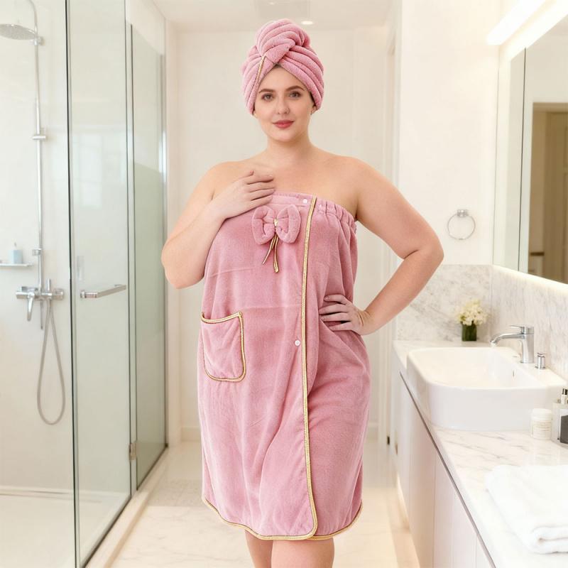 Set of 2 Includes a Large Adjustable Bath Skirt with in Sizes XXL-XXXXL (81*210Cm) And a Triangular Hair Drying Cap. Multicolored,Thickened Enlarged, Suitable for Home Use, Travel, Steam Rooms, Spas