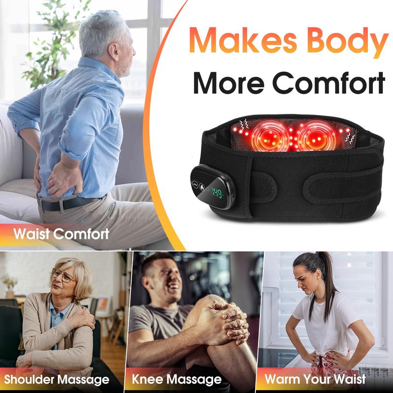 Waist Massager, Red-Light 3-speed Hot Compress & 3-speed Vibration, USB Rechargeable Waist Massage Belt, Period Massage Belt, Personal Care Appliances for Women