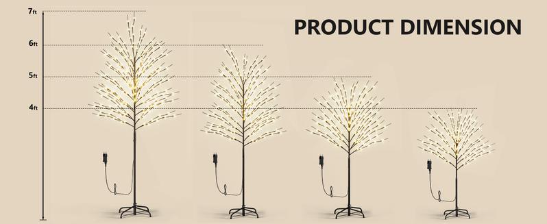 Lilypelle LED Lighted Trees for Christmas Indoor and Outdoor Decoration, 5Ft Warm White Light Metal Twinkling Tree for Holiday Party Home Yard Patio Decor, 8 Lighting Modes and Waterproof