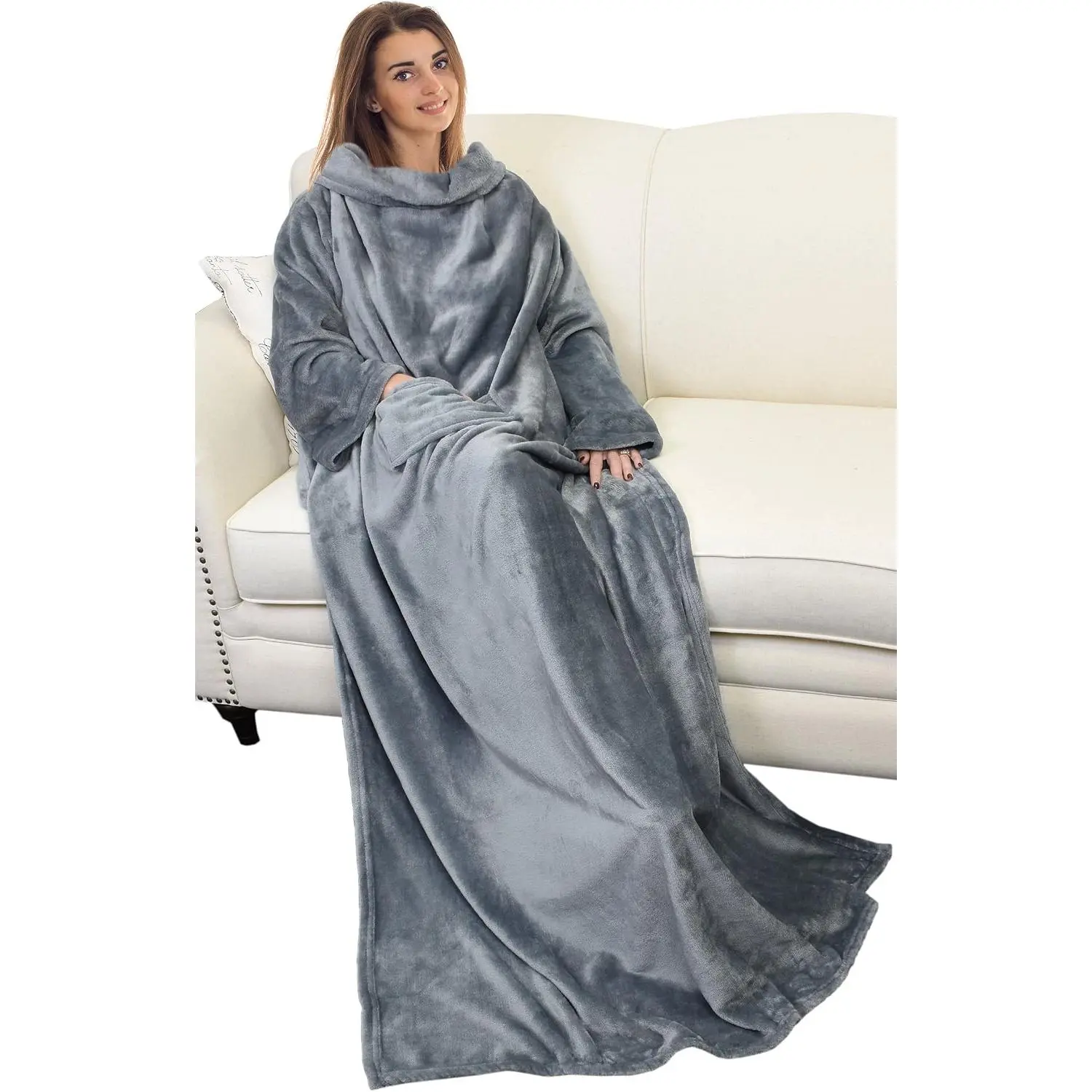 Wearable Blanket with Sleeves for & Men, Fleece Wrap Throw| Cozy Sleeve for Hands-Free, Perfect for Reading, TV Time & Relaxing, Christmas & Birthday Gift