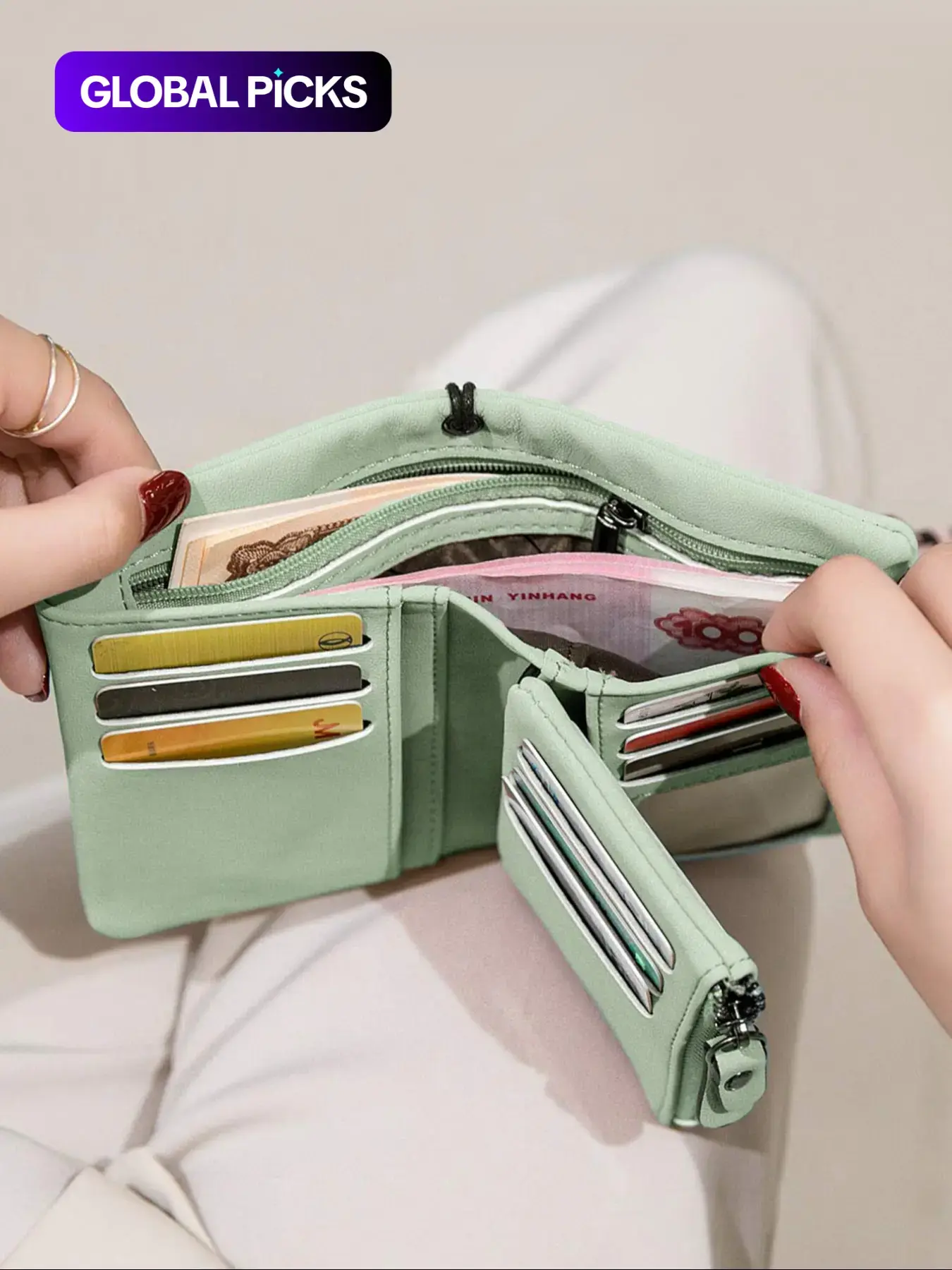 Women's Elegant Minimalist Short Wallet with Wristlet, Casual Versatile Zipper Card Slots Wallet, Trendy Wallet for Daily Use