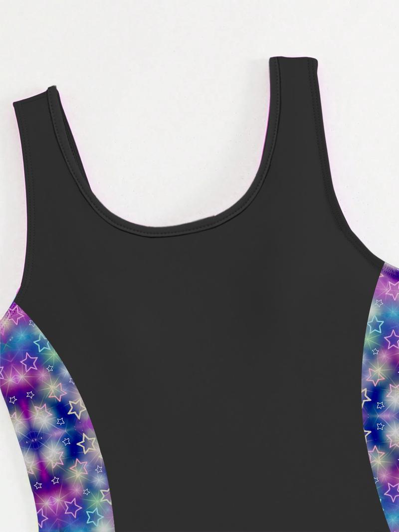 K-Pop Hunter Girl Swimsuit Set, Starry Gradient Two-Piece, Shiny Sweet Cool Separated Swimwear for Women, Tankini With Shorts