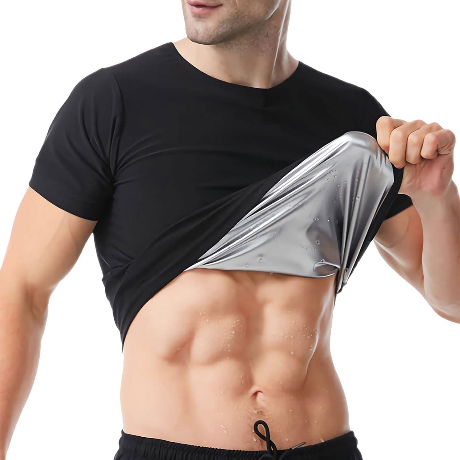 1/2/3/4 Pack Menswear Sauna Suits Fitness Vest Shirt Sweat Compression Short Sleeves Body Shaper Shapewear Workout Tank Top Sports Athletic Gym Sportswear Wetsuit