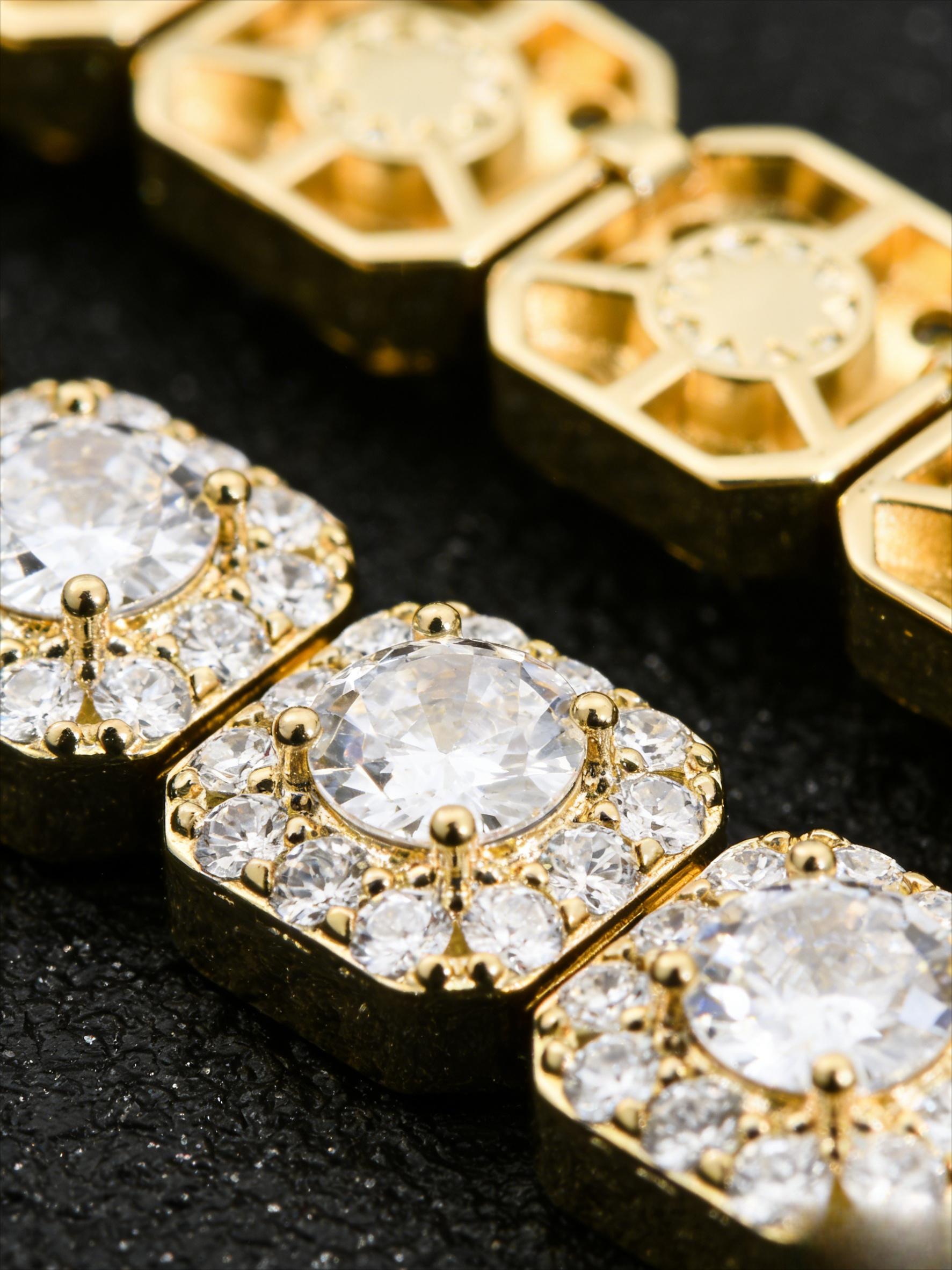 Jewelry set, European and American hip-hop full diamond bracelet, men's trendy brand diamond-encrusted zircon Cuban chain bracelet ins Internet celebrity niche design sense, high sense, light luxury and versatile couple jewelry