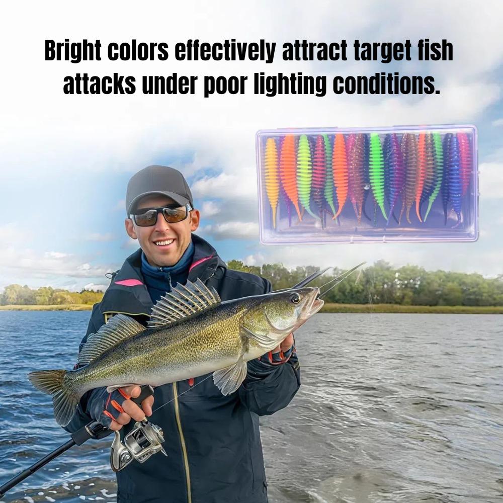 25pcs Mainland Worm Lure Soft Bait Fishing Bait for Carp and Black Bass Artificial Bait 1.81inch/ 2.48inch