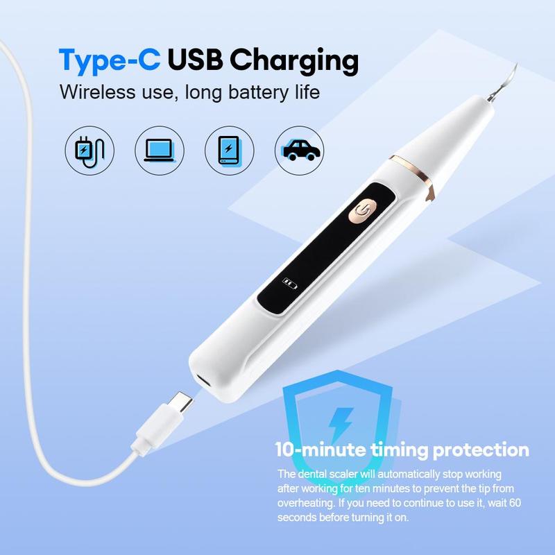 Electric Tooth Cleaner with Light, Dental Cleaner, Teeth Scaler 3 Modes Adjustable, Includes 2 Cleaning Heads, Home Teeth Care Tool for Adults Electric Tooth Cleaner with Light, Dental Cleaner, Teeth Scaler 3 Modes Adjustable, Includes 2 Cleaning Heads, Home Teeth Care Tool for Adults