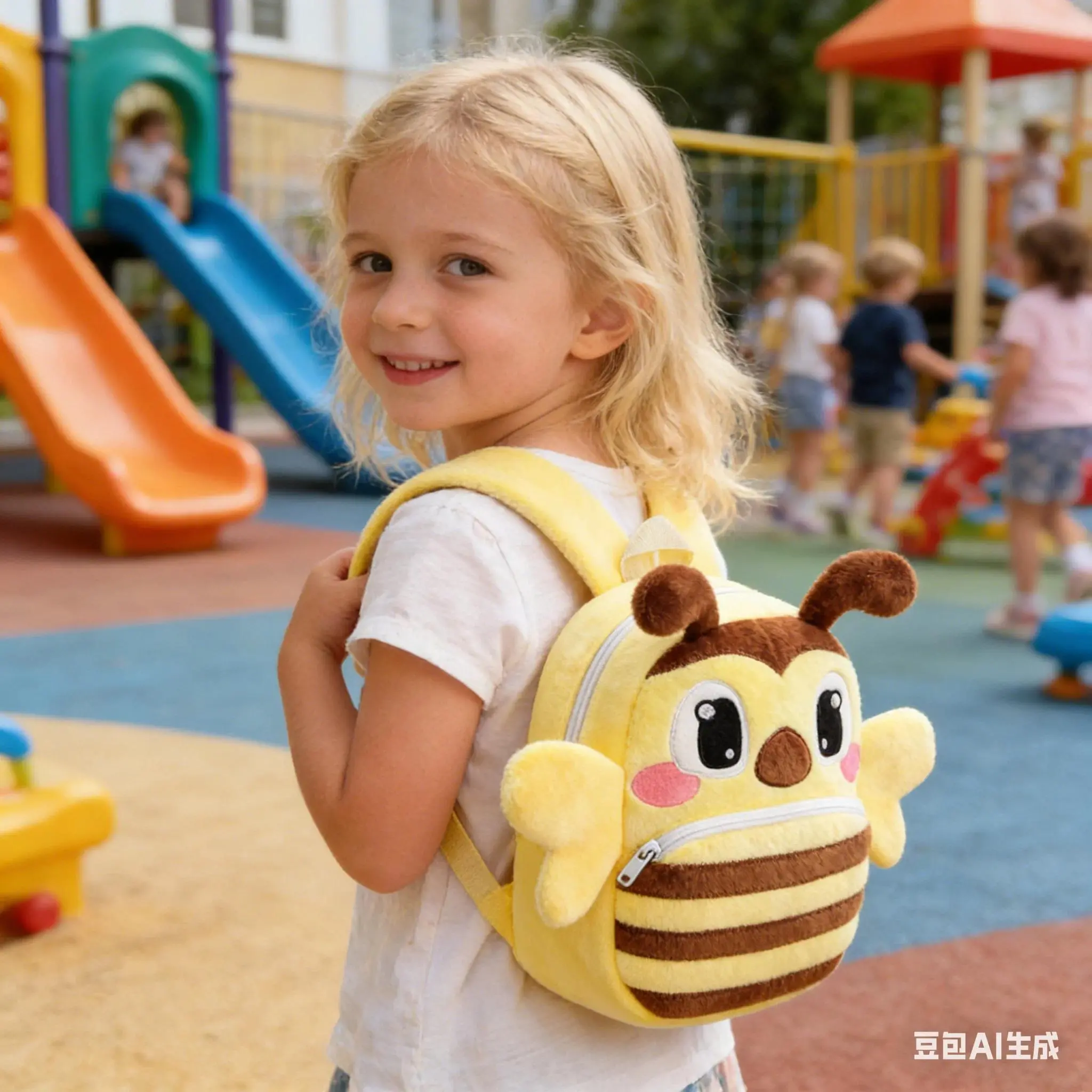 Cartoon Shark Bee Toddler Kids Backpack Plush Animals Baby SchoolBag Travel Daypack Lovely Monkey Daycare for Girls Boys