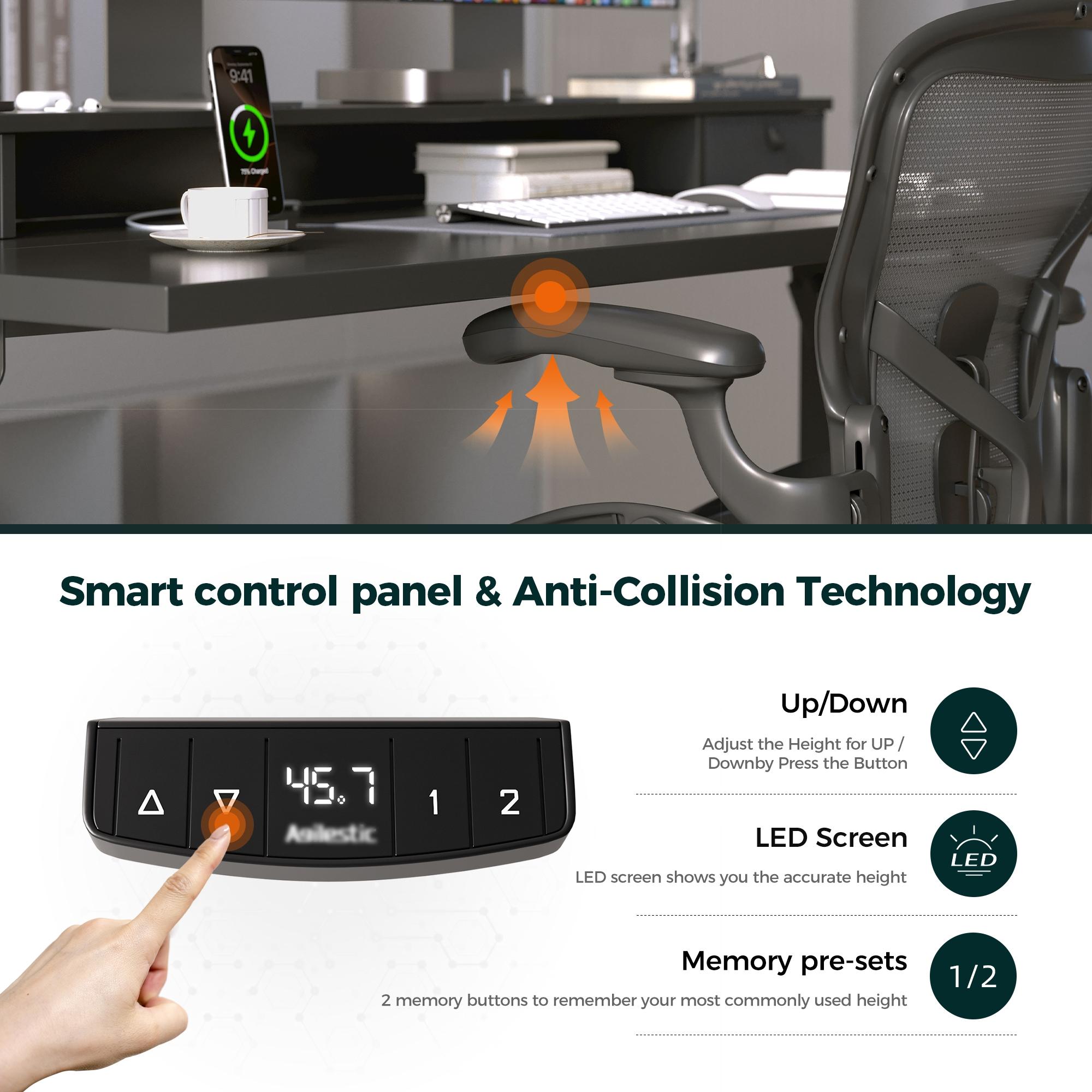 Electric Standing Desk with 2 Drawers, Height Adjustable Desk with 2 Memory Keys, Ergonomic Sit-Stand Computer Desk with Hooks for Home Office
