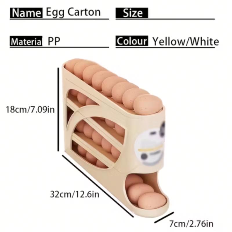 Stackable Egg Storage Box for Refrigerator, Refrigerator Organizer, Automatic Slide-Out Design, Space-Saving Large Capacity, Transparent PP Material