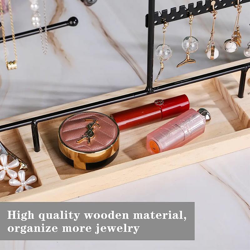 5 Tier Earring Holder with Wooden Tray, Multilayer Storage, 1 Count Summer Jewelry Organizer Storage Holder, Modern Trendy Multifunctional Jewelry Storage Display Rack, Summer for Gift, Unique Furniture for Bedroom, Accessories Box