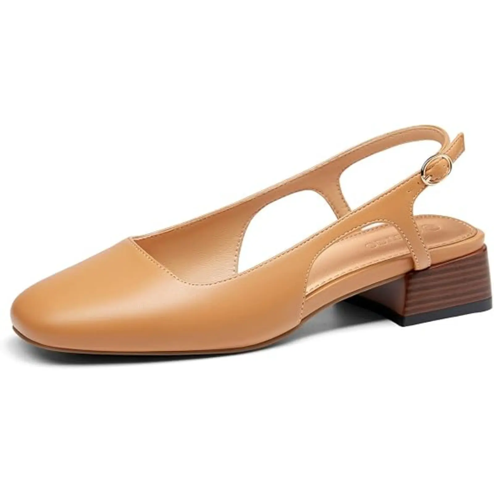 Coutgo Womens Slingback Chunky Low Heels Closed Square Toe Pumps Work Shoes