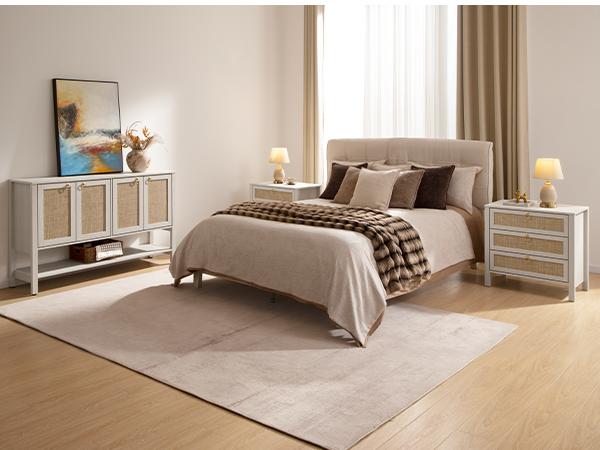 SICOTAS White Night Stand with Drawers - 15.55"D x 26.78"W x 25.67"H Rattan Bedside Table with Golden Handle, 3 Drawers Nightstand Side Table Boho Nightstand for Bedroom, Perfect for Any Bedroom, Durable and Stable SICOTAS White Night Stand with Drawers - 15.55"D x 26.78"W x 25.67"H Rattan Bedside Table with Golden Handle, 3 Drawers Nightstand Side Table Boho Nightstand for Bedroom, Perfect for Any Bedroom, Durable and Stable