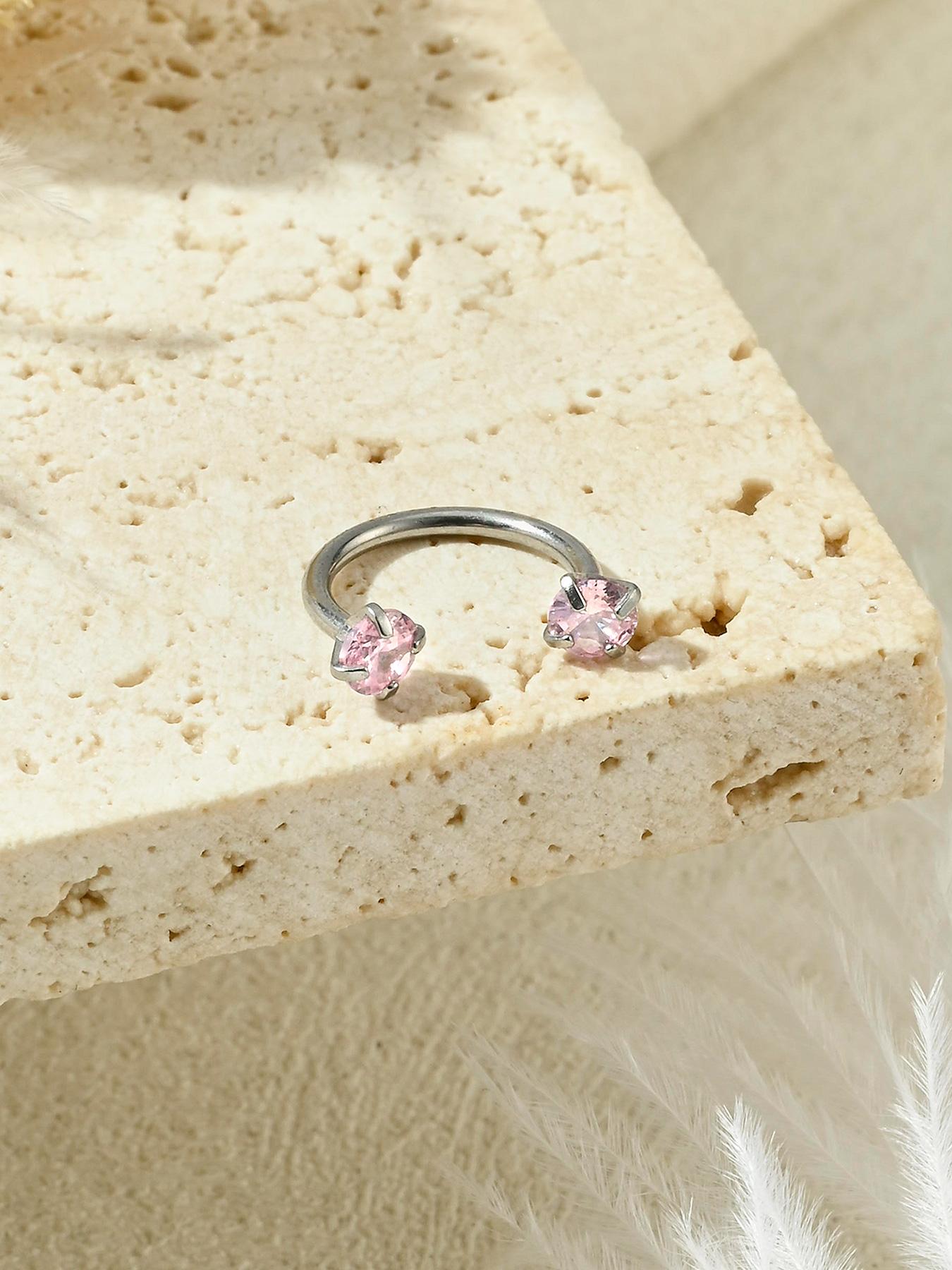 Stainless Steel Heart Nose Ring, Cubic Zirconia U-Shaped Septum Piercing, 20g/18g Cartilage Earrings, Hypoallergenic Jewelry for Women