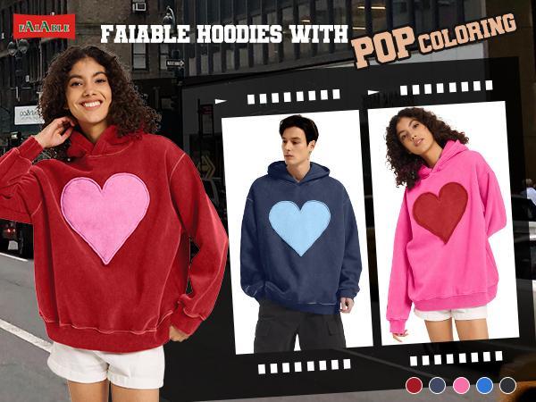 FAIABLE Women's Embroidered Hoodie Designs with Heart Patch – Long Sleeve Hooded Blazers and Pullover Styles for Ultimate Comfort and Fashion , Stylish Blazer Hoodie Essentials - Embrace the Streetwear Aesthetic Tops Baggy Springtok