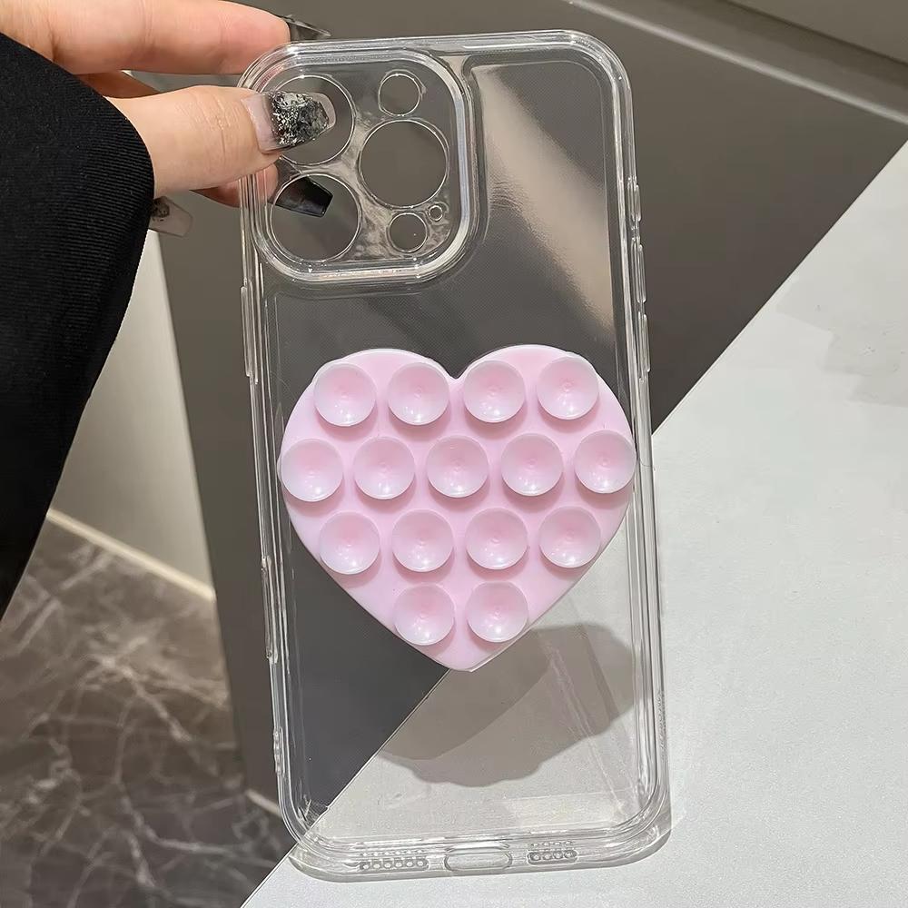 Heart-Shaped Silicone Suction Cup Holder - No-Drill Strong Adhesive Multi-Color Phone Stand for Home, Desk, Bathroom, Kitchen - Hands-Free Viewing & Video Calls, Decorative Accessory, Playful Design, Robust Construction, Durable Suction Cups, Bathroom