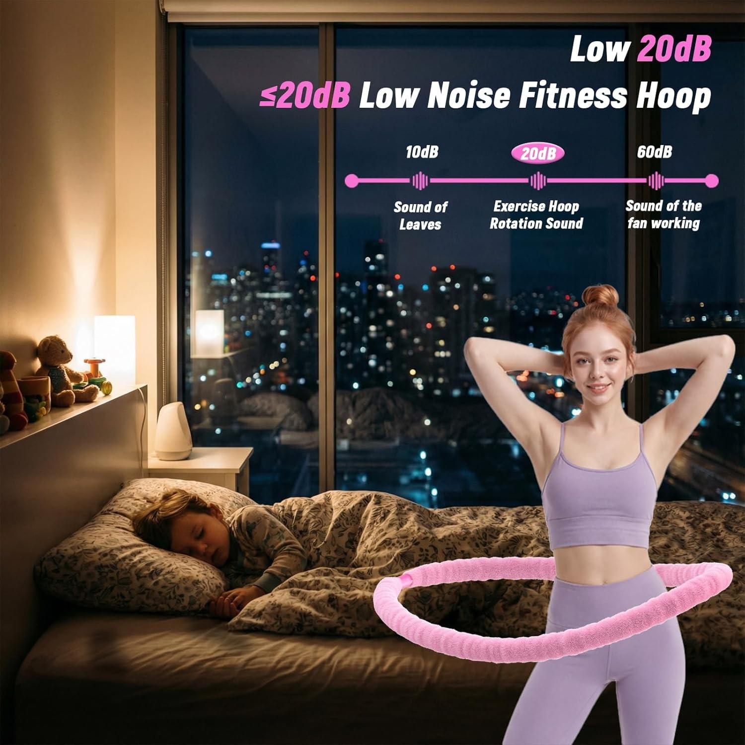 3.3 lbs soft spring weighted fitness hoop for adults, designed for core muscle training and core workouts. Portable slimming fitness equipment suitable for adults' at-home core training.