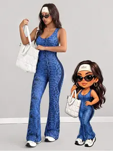Summer Seamless New Yoga, European Style U-Neck Sleeveless Romper, Leopard Print, Back Cross Cutout, Side Color Block