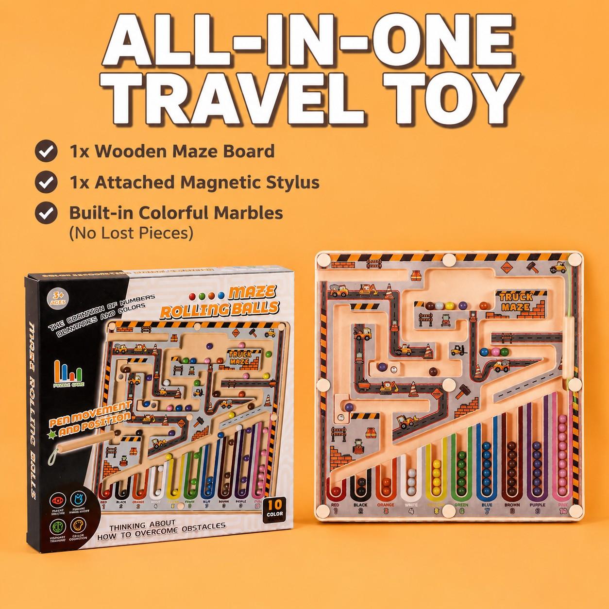 2-In-1 Magnetic Maze Game, Sensory Color Sorting & Counting Board, Early Logic Training Puzzle, Stem Toy for Fine Motor Skills, Ages 3+