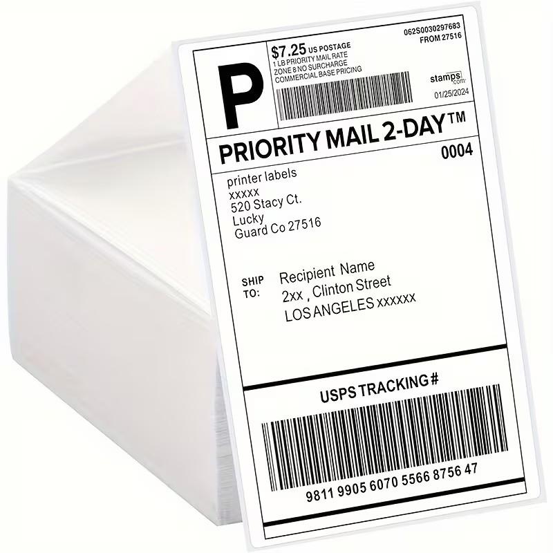 High-Quality Thermal Label Paper 4x6 Inches, Suitable for Thermal Printers, Logistics, Transportation, Warehouse Management, 500 Sheets Pack