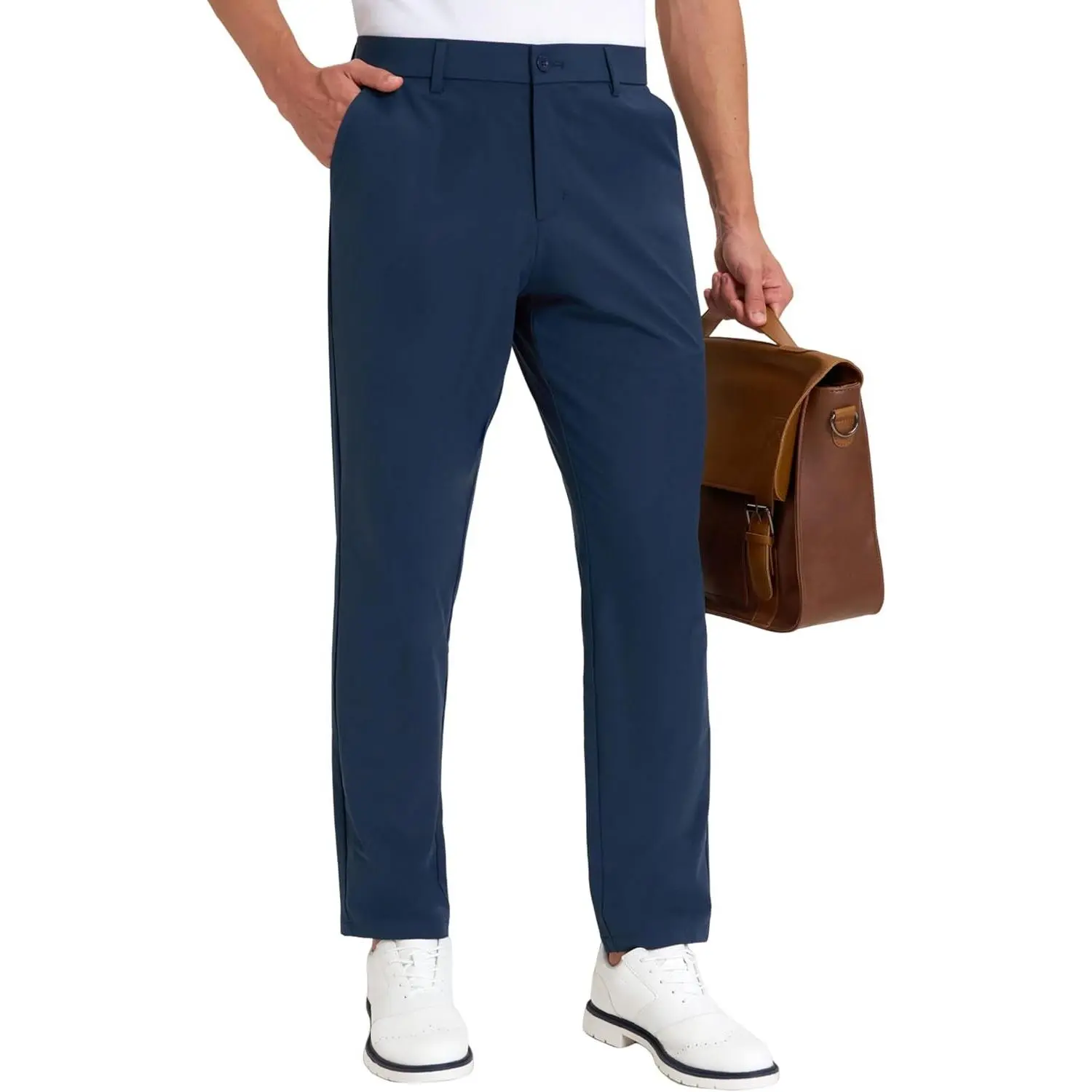 Mens Golf Pants Chinos Dress Work Pants 30"/32"/34" Slacks Pockets | Stretch Quick Dry Lightweight Water-Resistant Comfy Casual Pants Trousers with Pockets