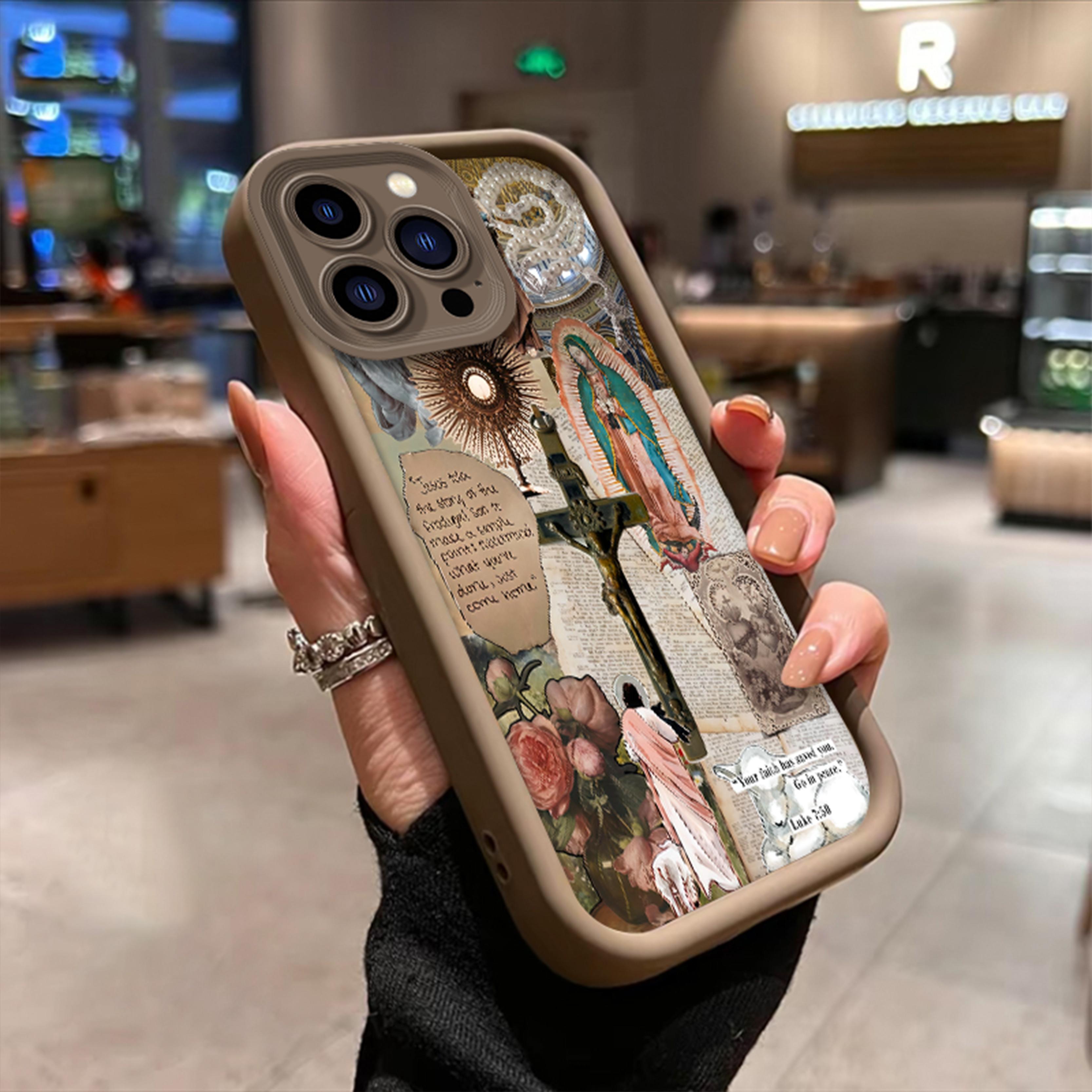Phone case for iPhone 16 Pro Max 15 Plus 14 13 12 11 XR XS Samsung Galaxy S24 S22 S23 Fashion Religious Collage Anti-Scratch Shockproof TPU Bumper Drop-proof Cover