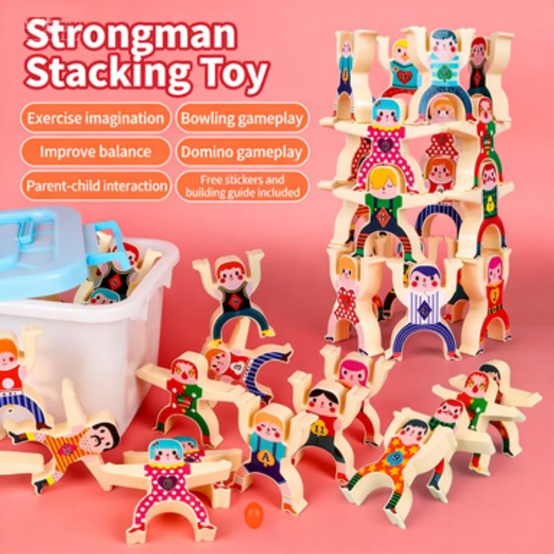 Stacking Toy, 48 Pieces Circus Acrobats Interlocking Puzzle, Balance Blocks Game, Toddler Jigsaw Toy, Suitable for Kids Aged 3+