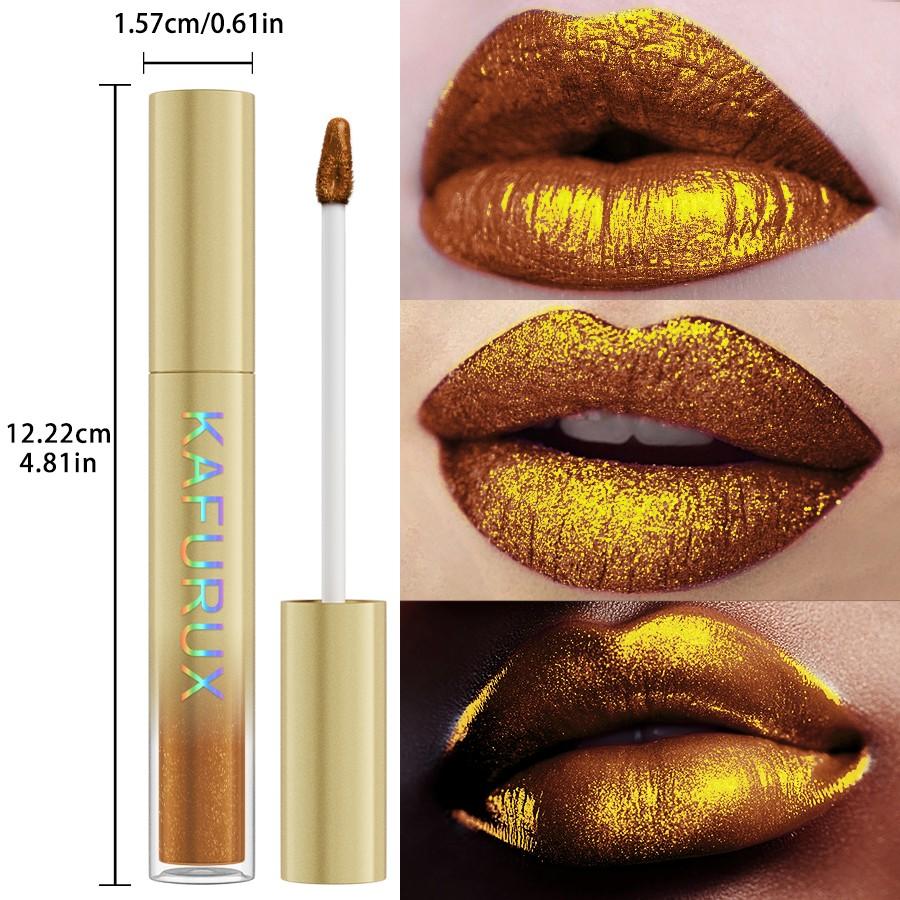 Special Gold Glitter Lipstick, Liquid Lip Gloss, Long-Lasting Metallic Color, Bold Makeup, Daily Wear, Gothic Cosplay, High Pigmentation
