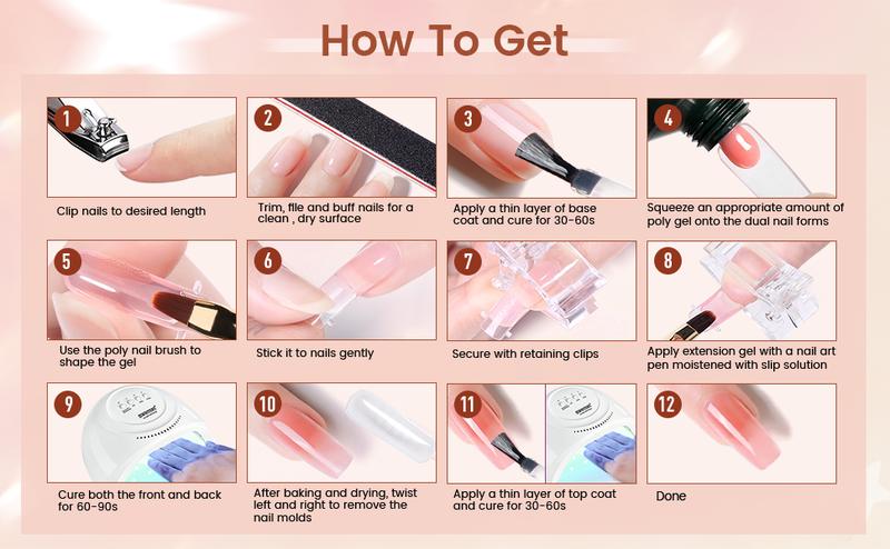 JEWHITENY 14 pcs Poly Gel Nail Extension Kit With Nail Drill Machine U V Nail Light ALL In One Polygel Nail Kit Starter Kit