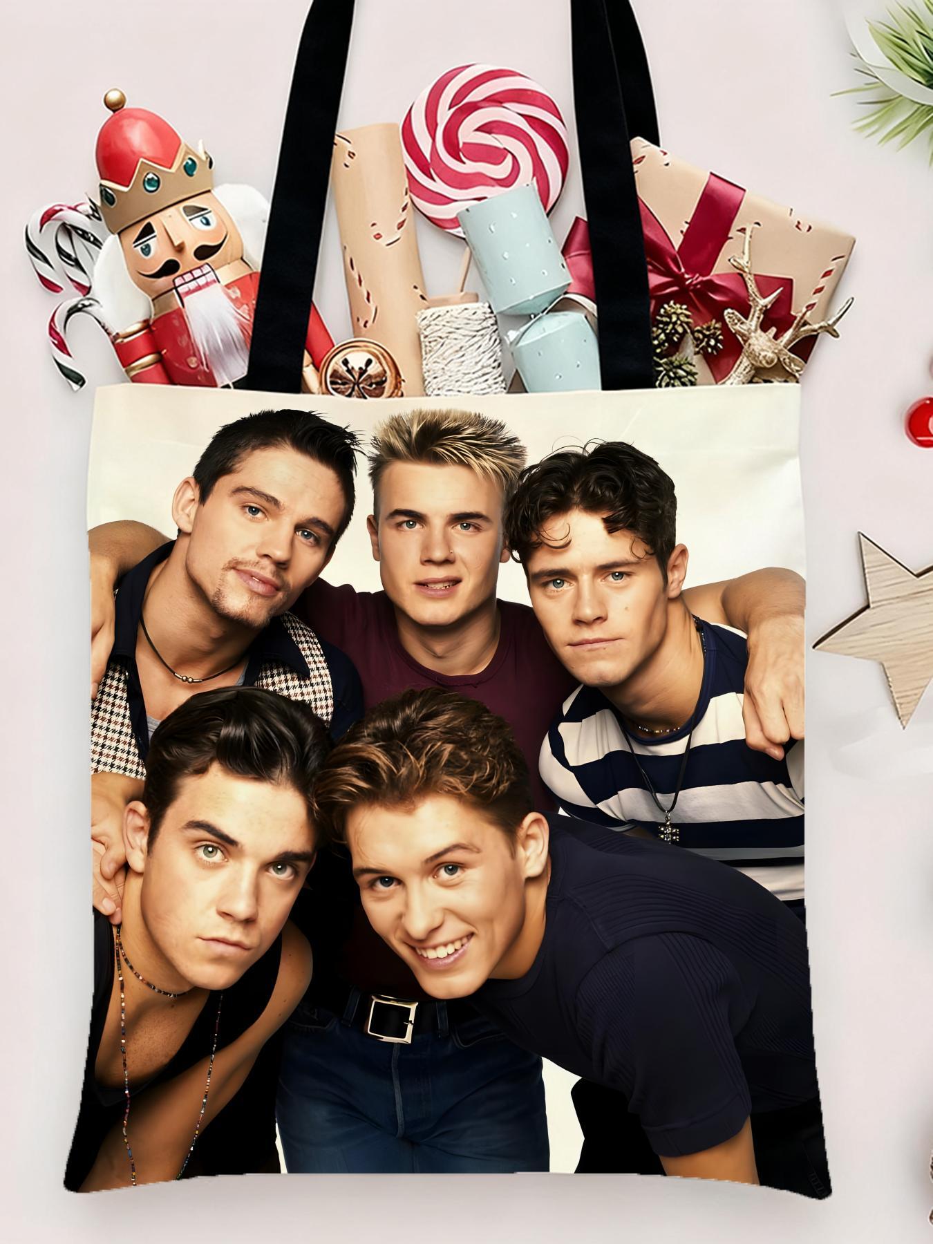Backstreet Boys band Storage Bags Canvas Shopping Bag Christmas Party Tote Women's Handbag Festive Large Capacity Bag for Outdoor Picnic Party Travel Shopping Anime Crossbody Bags for Boys Girls Students Simple Tote