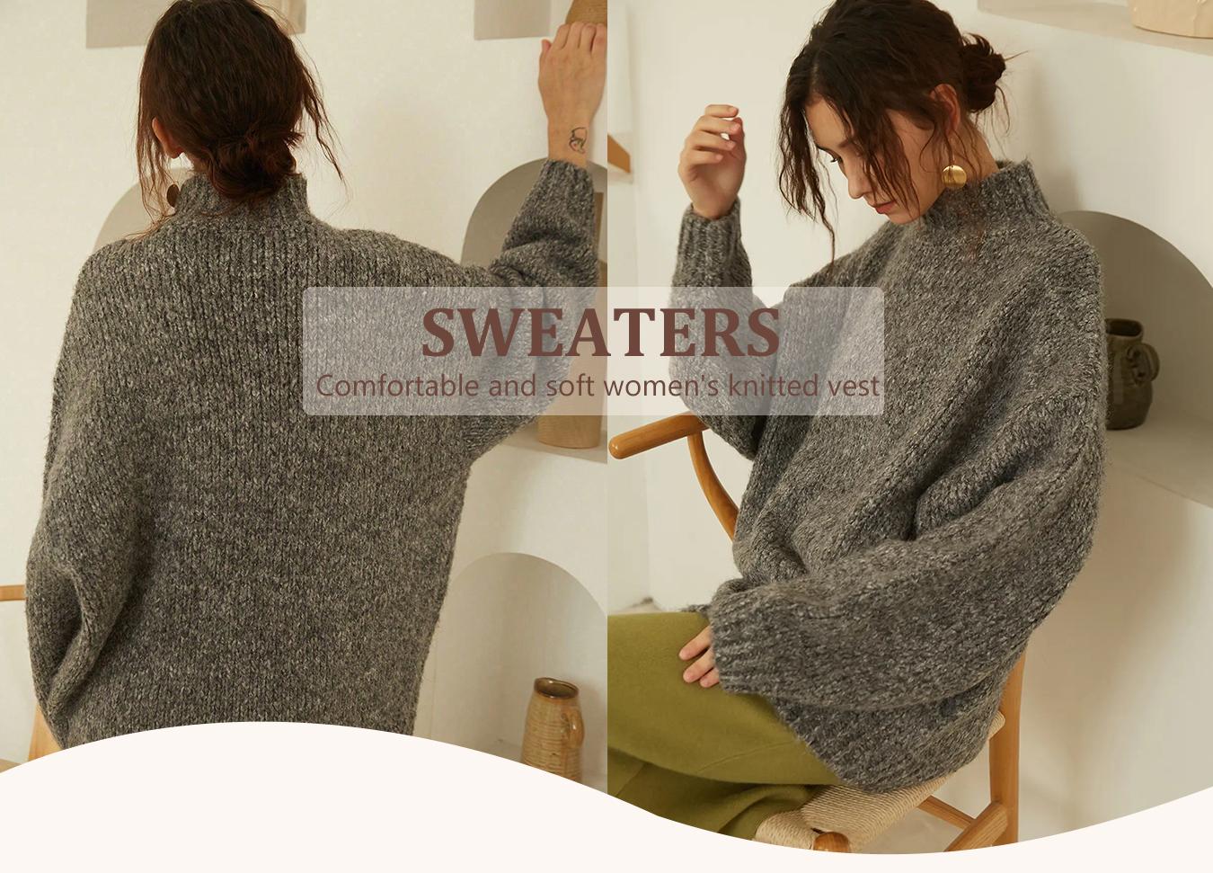 Women's Solid Drop Shoulder Knit Sweater, Casual Long Sleeve Jumper for Fall, Fashion Ladies' Knitwear for Daily Wear, Womenswear