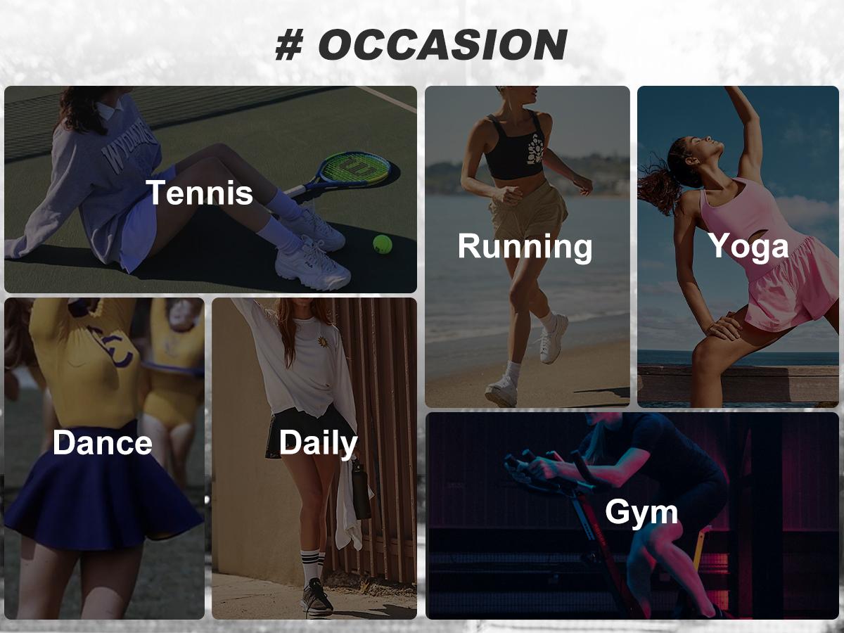 FireSwan Everyday Crossover Workout Shorts for Women Side Pocket 2-in-1 Tennis Skorts with Spandex Butterfly Flowy Running Shorts