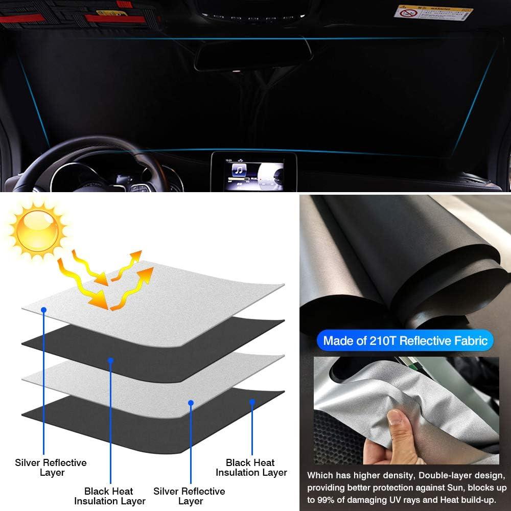 Canvcle Windshield Sun Shade for Honda Civic 2006-2024 Foldable Sun Visor Protector Blocks UV Rays Keeps Car Cooler Double Thickness Material