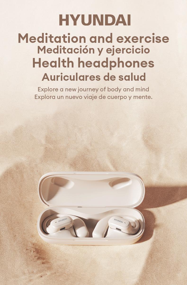 HYUNDAI Q2 OWS Health Detection Bluetooth Earbuds Surround Natural Sound Effect & Noise Reduction Headset with Mic, Breathable Open-ear Ergonomic Design Headphones