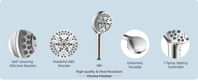 Hibbent All Metal 10'' Dual Filtered Rainfall Shower Head Combo, High Pressure Handheld Shower Head with 12'' Adjustable Curved Extension Arm, 20 Stage Shower Filter, 10-spray, 71'' Hose, Chrome Hibbent All Metal 10'' Dual Filtered Rainfall Shower Head Combo, High Pressure Handheld Shower Head with 12'' Adjustable Curved Extension Arm, 20 Stage Shower Filter, 10-spray, 71'' Hose, Chrome