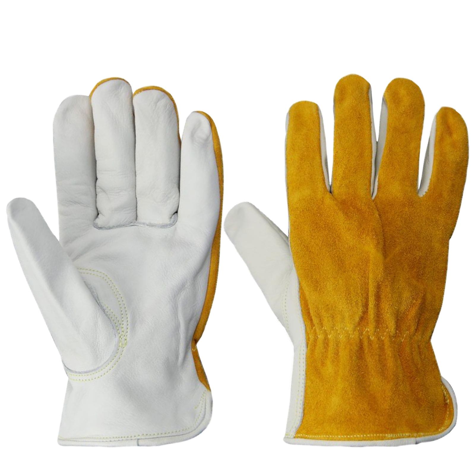 Leather Layered Heavy Duty Work Gloves Soft Grip Durable Hand Protection for Construction Gardening Outdoor Use