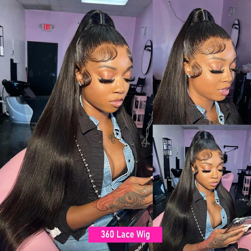 Bling Hair 360 Full Lace Wig  13X4 HD Transparent Lace Front Real Hair Wigs For Women 30 Inch Brazilian Straight 13x6 Lace Frontal Wig