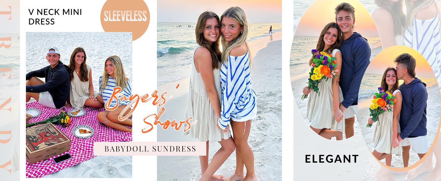 Molitree Womens Summer Sleeveless Mini Dress Casual Loose V Neck Beach Sundress with Pockets Molitree Womens Summer Sleeveless Mini Dress Casual Loose V Neck Beach Sundress with Pockets